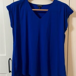 Express Women's Blue V-Neck Top
